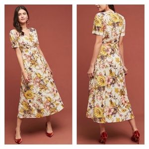 Anthropologie Tiny sunflower wrap dress